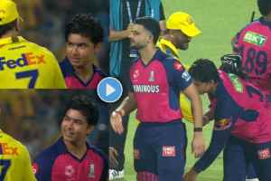 Vaibhav Suryavanshi Touches MS Dhoni Feet After RR vs CSK Match VIDEO IPL 2025