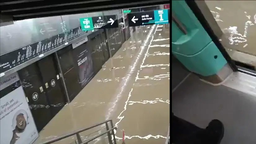 Worli aqua line metro station floods