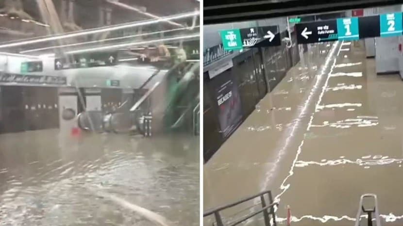 Worli aqua line metro station floods