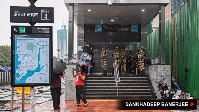 Worli aqua line metro station floods