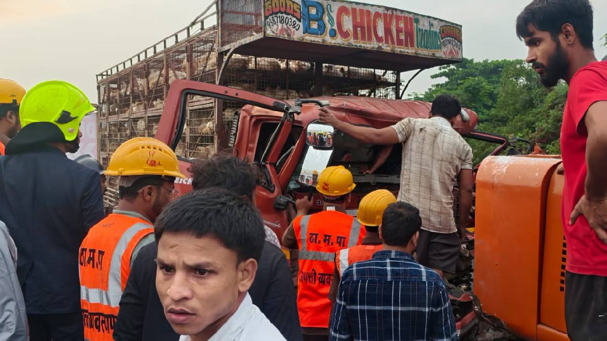 Truck accident near Saket bridge on Nashik Mumbai highway
