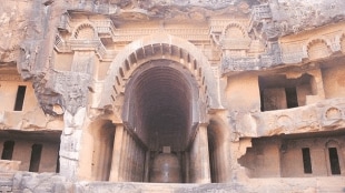 Subodh Gokhale's painting of Bhaje Caves featured on a postcard by the Postal Department