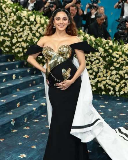 kiara advani made a show stopping debut with baby bump at the prestigious met gala 2025