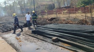 Chiplun Jal Jeevan Mission pipes damaged fire