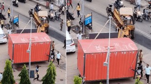 Action by the authorities on unauthorized containers in Mira-Bhayandar