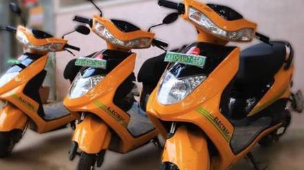 Yellow bike taxi vehicles