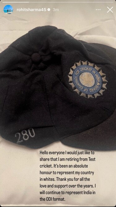 Rohit Sharma Test Retirement Announcement Instagram Story