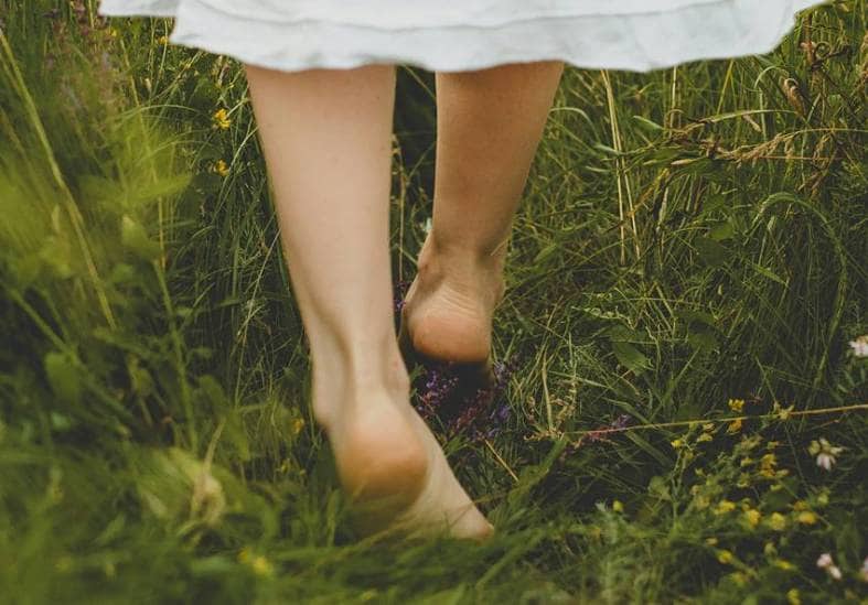 Barefoot walking stress relief