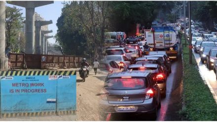 thane bhiwandi metro 5 work Anjur Phata to Anjur Chowk road closed for traffic