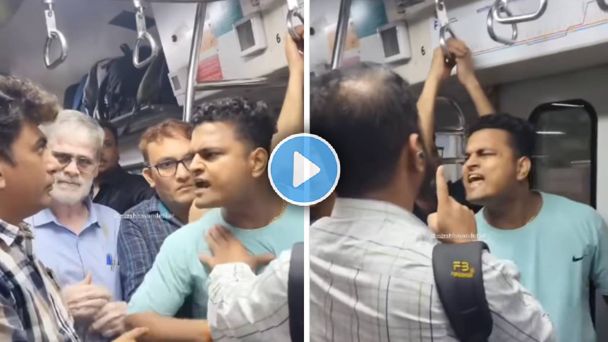 mumbai AC local train fight viral video