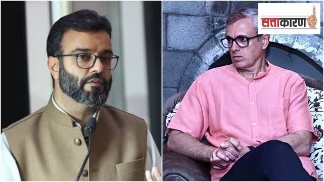 National Conference MP Aga Ruhullah Mehdi (left) and Jammu and Kashmir Chief Minister Omar Abdullah (right)