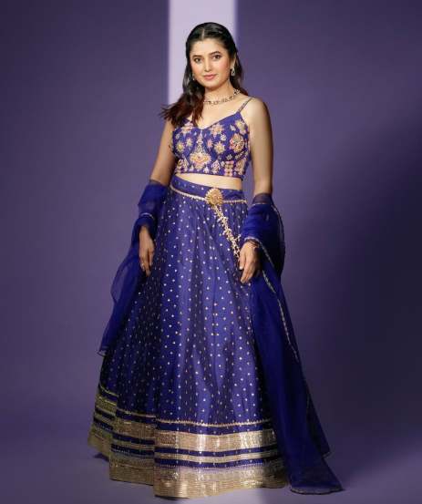prajakta mali in colourful lehenga