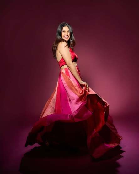 prajakta mali in colourful lehenga