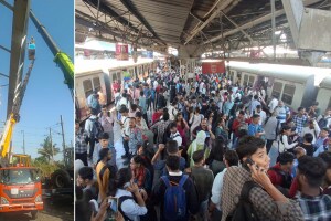Train service on Trans-Harbour route from Thane to Vashi, Panvel stopped due to girder airoli bridge