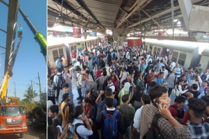 Train service on Trans-Harbour route from Thane to Vashi, Panvel stopped due to girder airoli bridge