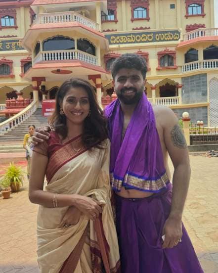 reshma shinde family trip to udupi temple with her south indian husband