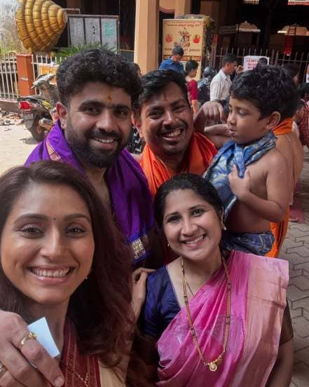 reshma shinde family trip to udupi temple with her south indian husband