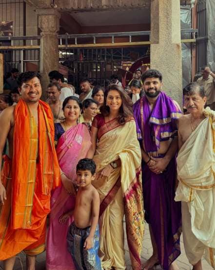 reshma shinde family trip to udupi temple with her south indian husband