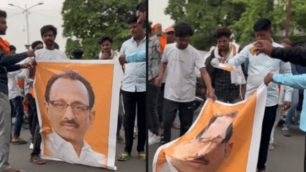 Shiv Sainiks themselves burned the statue of Gopikishan Bajoria, highlighting internal conflict within the Shinde faction in Akola