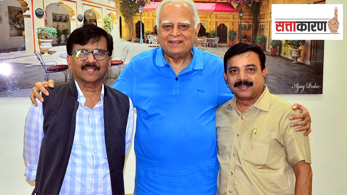 unexpected meet of former minister Suresh Jain Sanjay Raut talks that Thackeray group try to gain political advantage