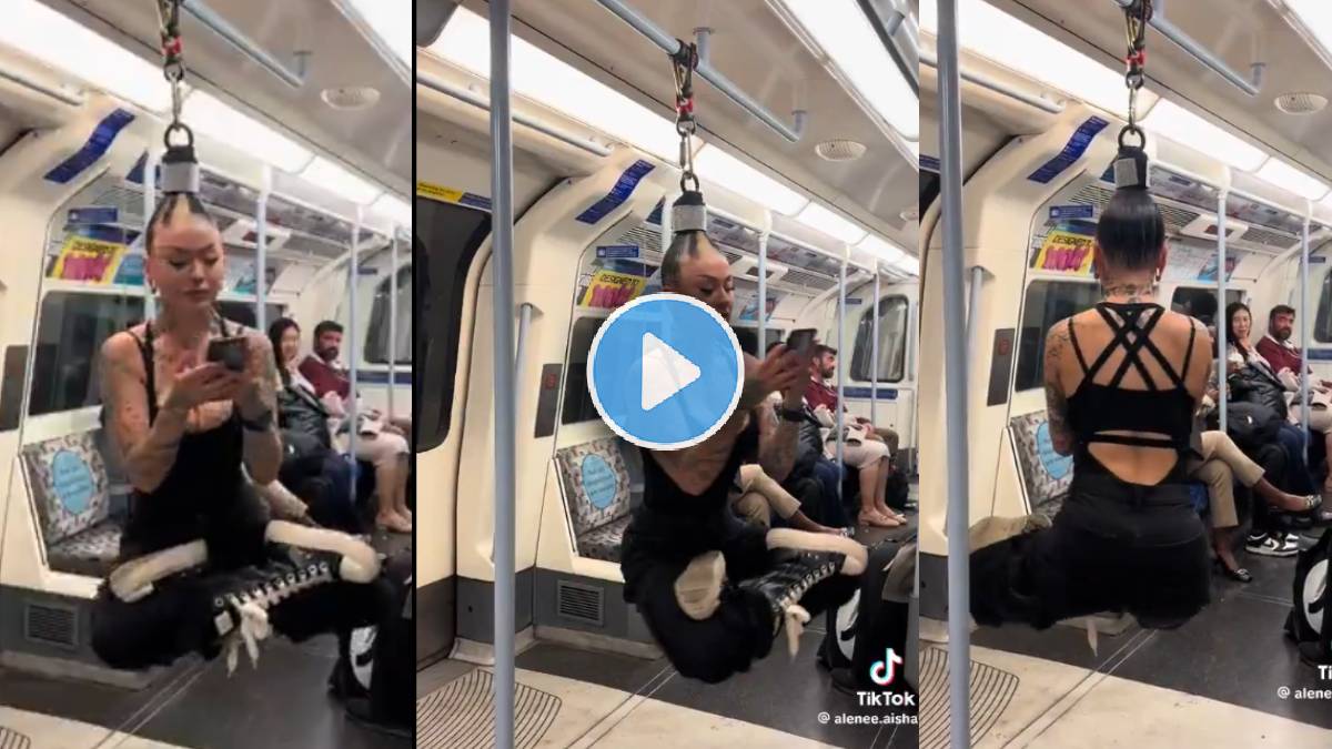 woman hanging from hair in metro video viral