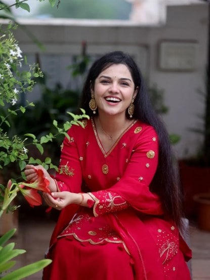 Aarya Ambekar Cute Photoshoot in red dress