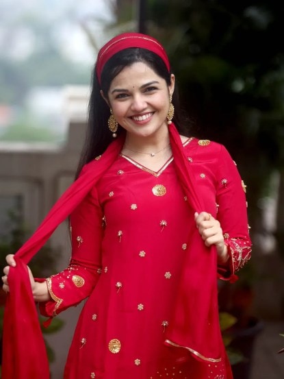 Aarya Ambekar Cute Photoshoot in red dress
