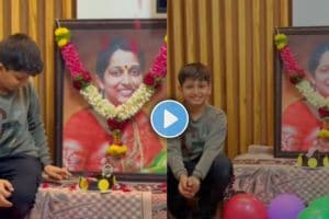 Child cutting cake in front of late mother’s photo in emotional birthday tribute