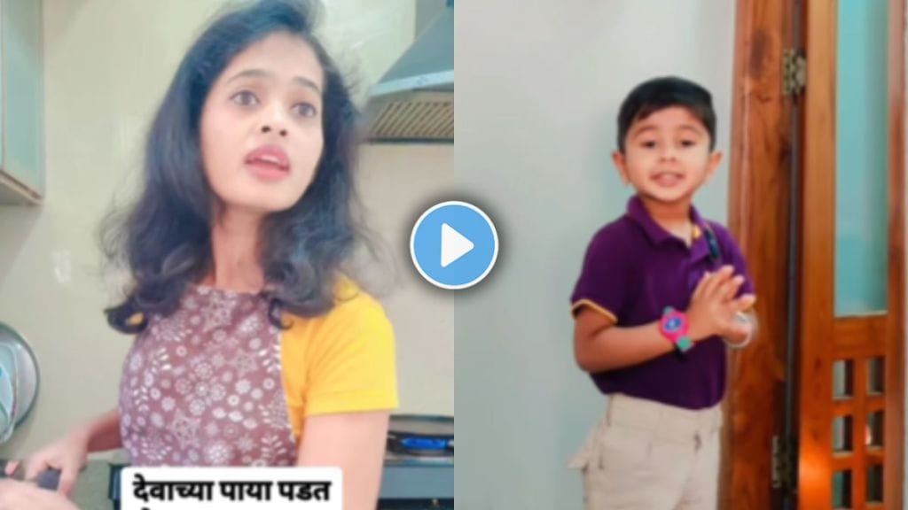 child giving funny reply to mother