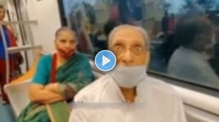 Punekar Elderly man replying humorously in Pune Metro