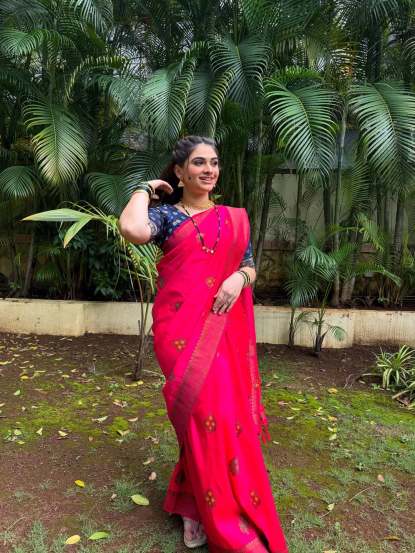 Aishwarya Shete Pink Saree Look