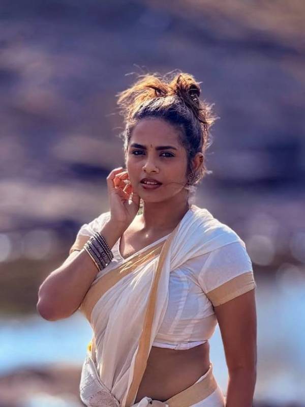 Amruta Dhongade in White saree