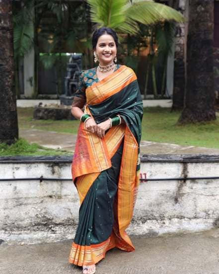 Ashwini Kasar Green Paithani Saree Look