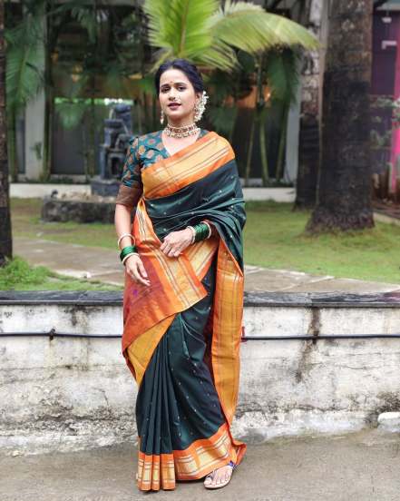 Ashwini Kasar Green Paithani Saree Look