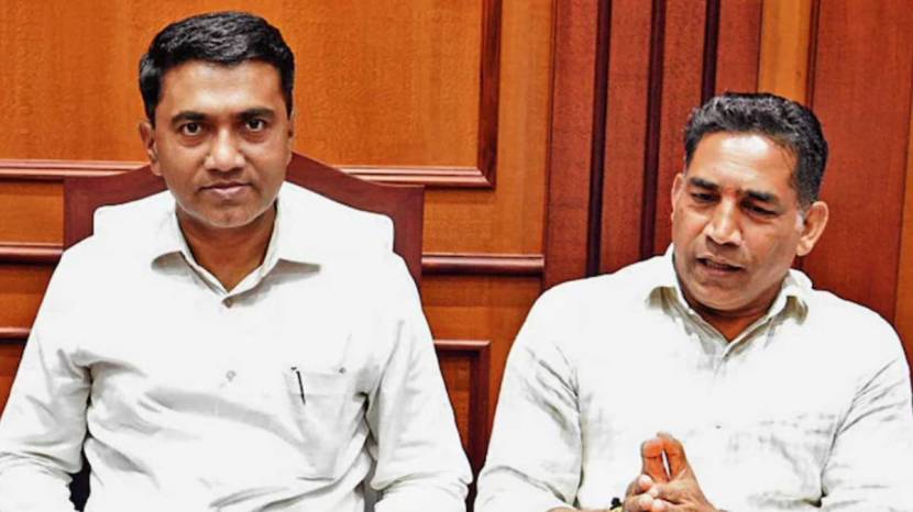BJP Minister Govind Gaude and CM Pramod Sawant (PTI Photo)