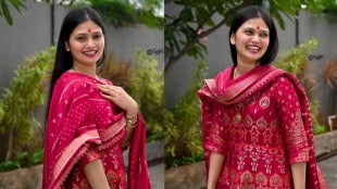 Gautami Patil dark pink panjabi dress look photo sharad on Instagram
