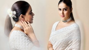 Genelia Deshmukh White Saree Look