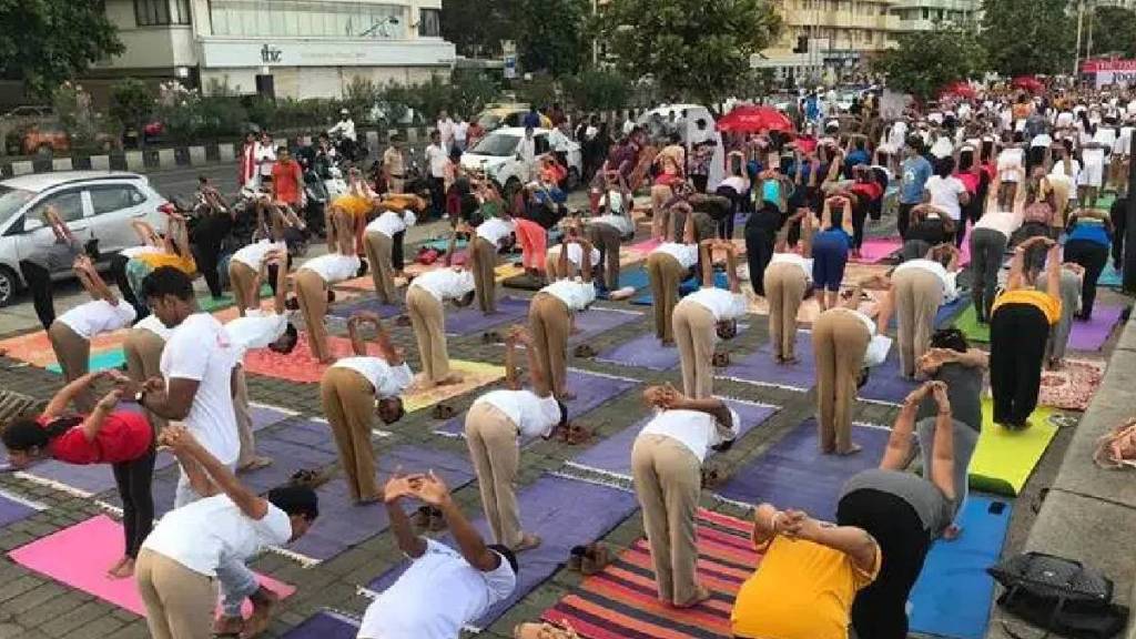 International Yoga Day Yoga session organised in Mumbai