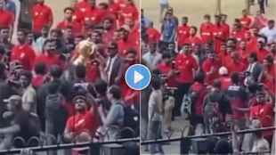 Jitesh Sharma Drop IPL Trophy as He Loses Balance During Event at Chinnaswamy Stadium Video Viral IPL 2025