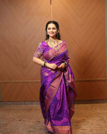 Madhura Joshi Purple Paithani Saree Look