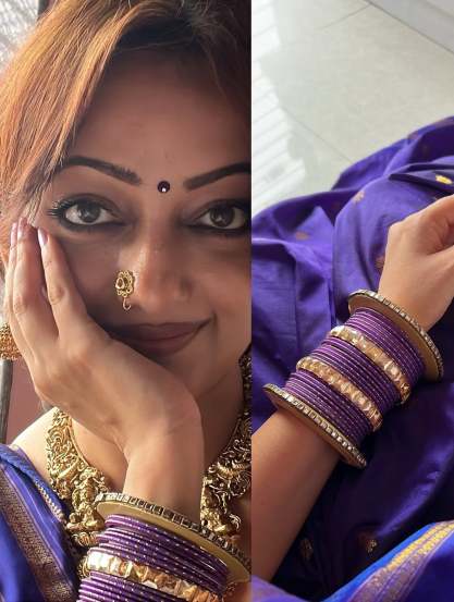 Manasi Naik purple Saree Look, manasi naik