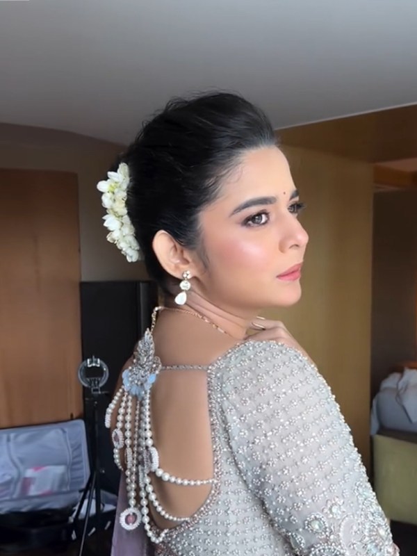 Mithila Palkar Silver Saree Look
