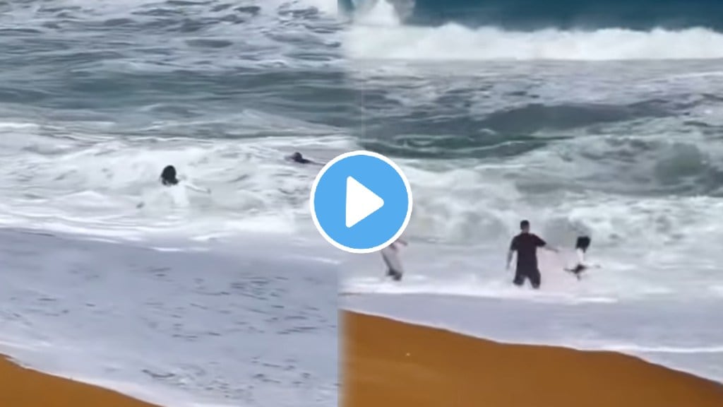 Shocking video having fun with the frends in sea the water level rose and the boy stuck in waves video goes viral