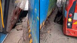 Mumbai Best Bus Pothole : गिरगावातील मेट्रो ३ स्थानकालगतचा रस्ता खचला, खचलेल्या खड्ड्यात बस अडकली