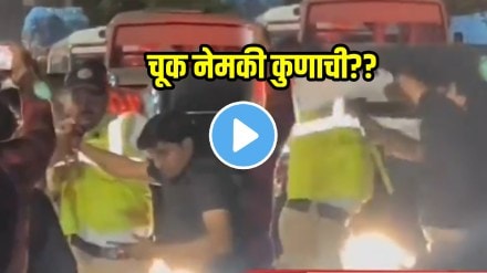 Kalyan: Heated Brawl Between On Duty Traffic Police And Bike Rider Amid Major Traffic Jam shocking video goes viral on social media