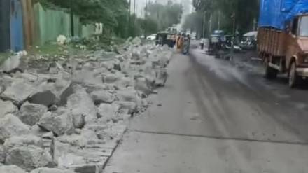 New concrete road in Dombivli MIDC demolished residents upset