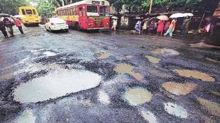 Thane city Potholes on highways bridges, traffic slowed down fear of accidents