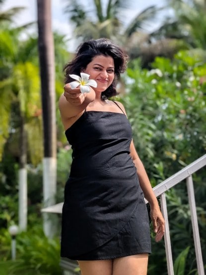 Purva Kaushik Black Dress Look