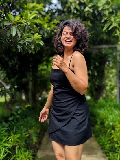 Purva Kaushik Black Dress Look