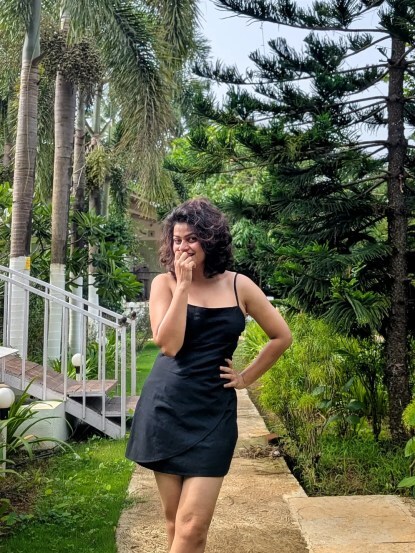 Purva Kaushik Black Dress Look